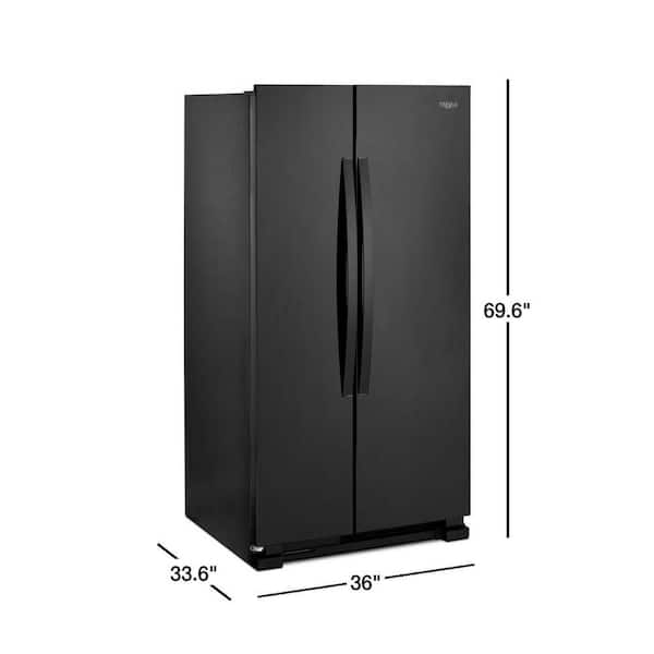 whirlpool 25.1 cu ft side by side refrigerator black