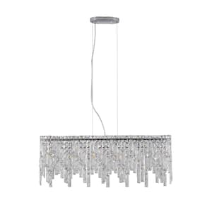 6 Light Chrome Luxury Crystal Chandelier for Dining Room Kitchen Island Bedroom Living Room with No Bulbs Included