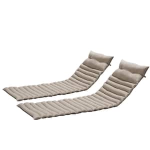 2-Piece Set 73 in. x 24 in Outdoor Lounge Chair Cushion Replacement Chaise Lounge Cushion, Khaki