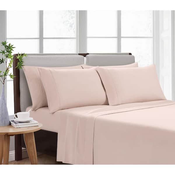 Solid Microfiber Peach Blush Twin XL 4 Piece Sheet Set