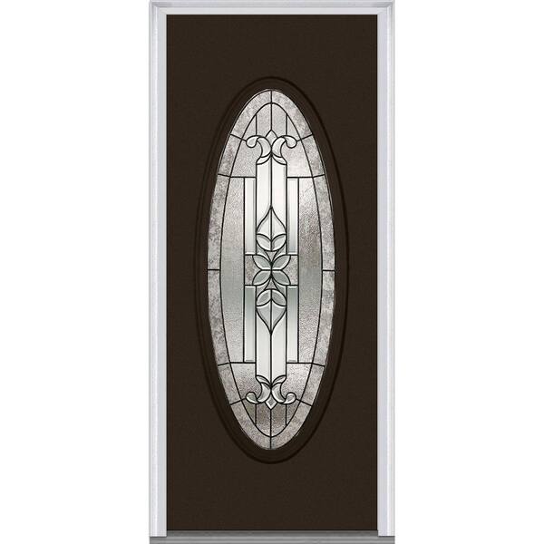 MMI Door 32 in. x 80 in. Cadence Left-Hand Inswing Oval Lite Decorative Painted Steel Prehung Front Door