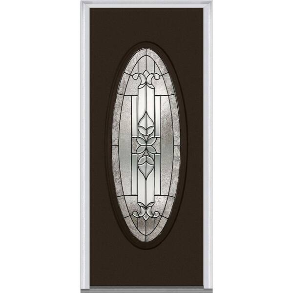 MMI Door 30 in. x 80 in. Cadence Left-Hand Inswing Oval Lite Decorative Painted Steel Prehung Front Door