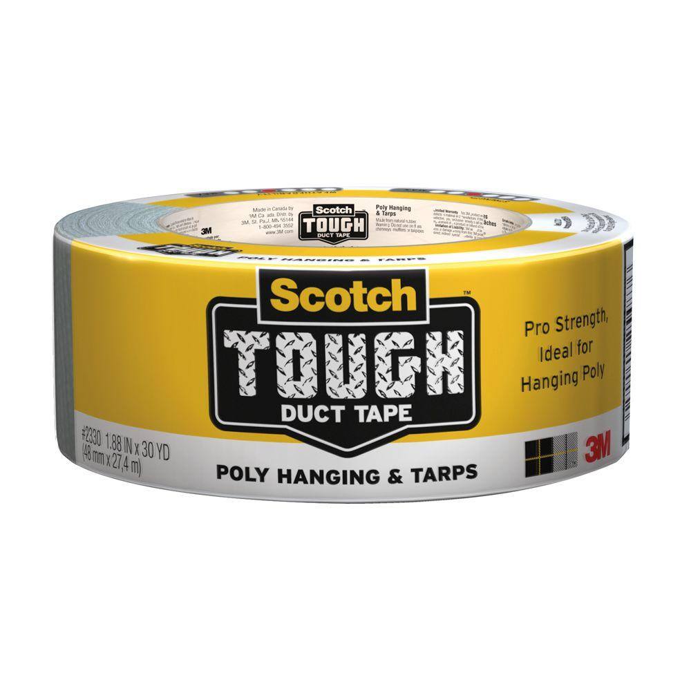 x 60 yd. Gray 1.88 in Scotch Tough Poly Hanging & Tarps Duct Tape 
