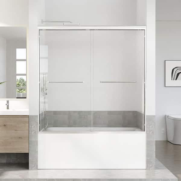 56-60 in. W x 60 in. H Sliding Framed Tub Door in Chrome with 5/16 in. (8 mm) Tempered Clear Glass