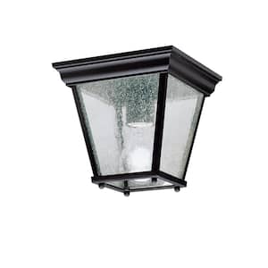 Independence 1-Light Black Outdoor Flush Mount Outdoor Light with Clear Seeded Glass (1-Pack)