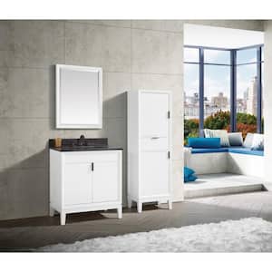 Emma 31 in. W x 22 in. D x 35 in. H Bath Vanity in White with Granite Vanity Top in Black with White with Basin