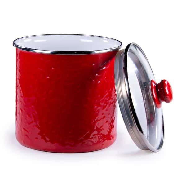 Red Enameled Handle/Canister Lids Wide Mouth
