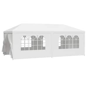 10 ft. x 20 ft. White Outdoor Canopy Party Wedding Tent Canopy with 6 Removable Side Walls