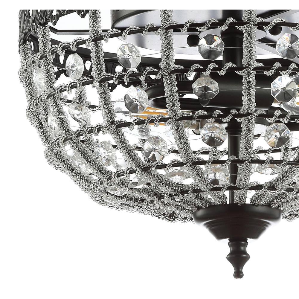 Anita 12.25" Black Metal & Clear Crystal LED Flush Mount Light