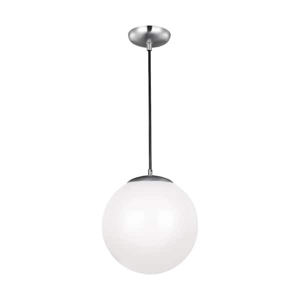 Generation Lighting Hanging Globe 1-Light Satin Aluminum Pendant