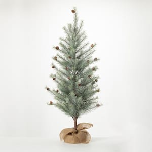 4 ft. Snowy Mini Pinecone Artificial Christmas Tree, Green