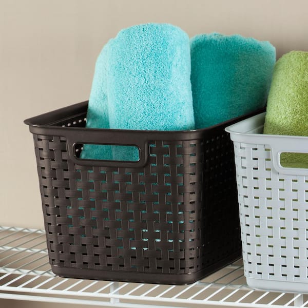 Sterilite 12.25 in. x 9.375 in. Tall Weave Plastic Basket in