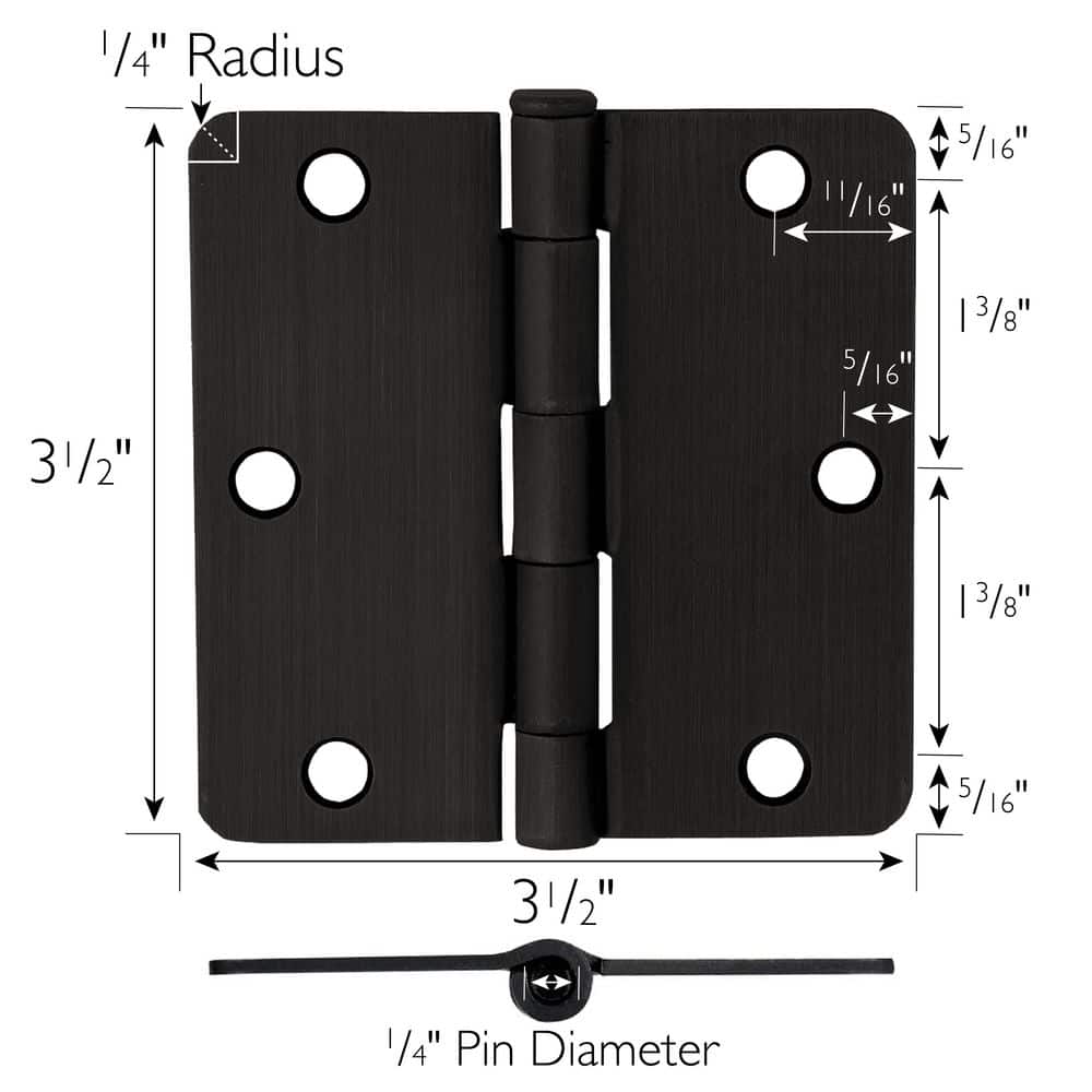 3.5" Oil Rubbed Bronze Steel Door Hinges Set