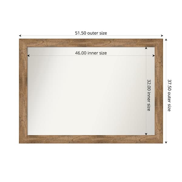 Amanti Art Owl Brown 51.5 in. W. x 37.5 in. Custom Non-Beveled Wood Framed Bathroom Vanity Wall Mirror