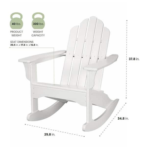 Hanover White All-Weather Adirondack Rocking Patio Chair HVLNR10WH