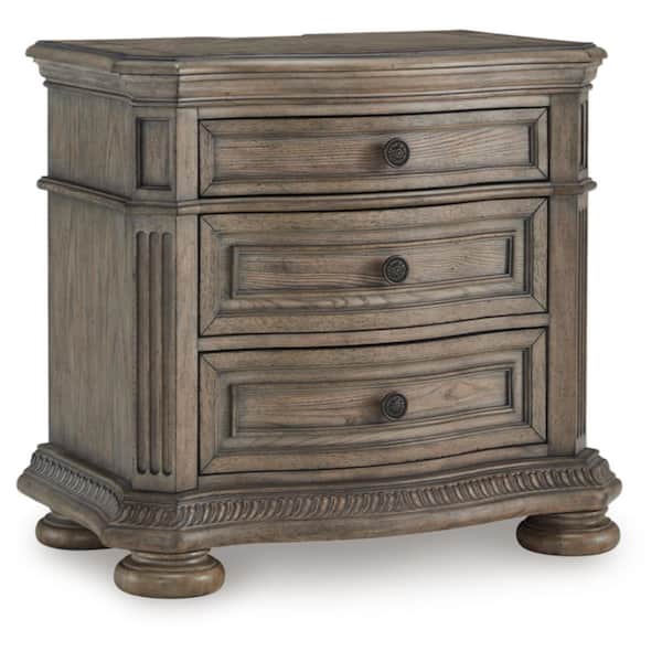 Ardenfield Brown 3 Drawer 33 in. W Nightstand
