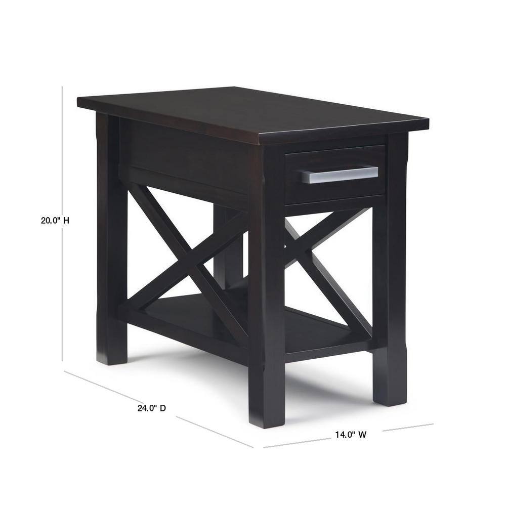 Hickory Brown Wood and Metal Narrow Side Table with Storage