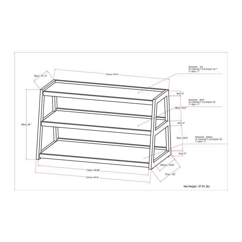 Sawhorse Industrial 48 Inch Walnut Wood and Black Metal TV Stand