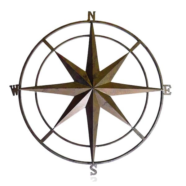 BACKYARD EXPRESSIONS PATIO · HOME · GARDEN 31 in. Bronze Compass Outdoor/Indoor Wall Decor