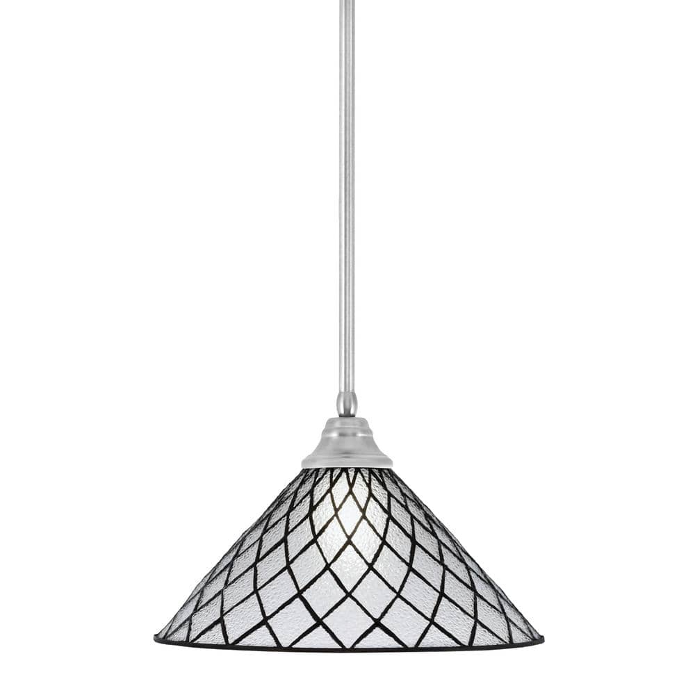 Sparta 100-Watt 1 Light Brushed Nickel Shaded Pendant Light with 16 in. Dia