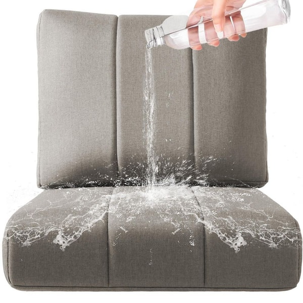 Ivora 24 in. W x 24 in. D x 6 in. T 12-Piece Water & Fade Resistant Outdoor Lounge Chair Replacement Cushion Set in Gray