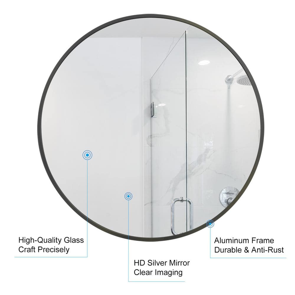 28 in. W x 28 in. H Small Round Metal Framed Wall Bathroom Vanity Mirror in