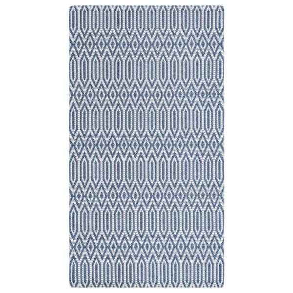 SAFAVIEH Martha Stewart Blue/Gray Doormat 3 ft. x 5 ft. Diamond Geometric Area Rug