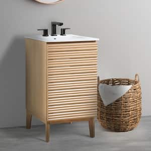 Calandre 20 in. W x 18 in. D x 33 in. H 2-Shelf Bath Vanity Cabinet without Top (Sink Basin not Included), Oak
