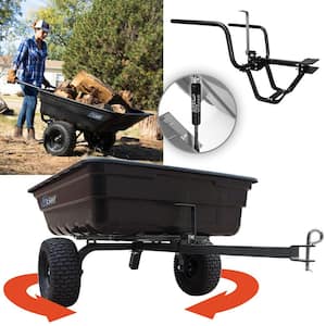 OxCart 12 cu. ft. to 14 cu. ft. Lift-Assist and Swivel Dump Cart with Run-Flat Tires and Wheelbarrow Conversion Combo