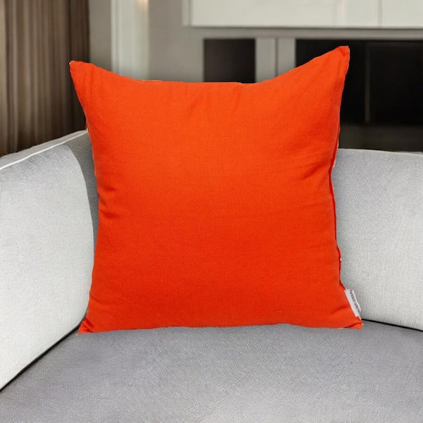 Orange Solid Polyester 18 in. x 18 in. Throw Pillow