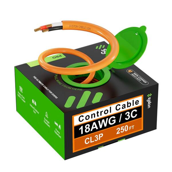 250 ft. 18 / 3 Orange CL3P Stranded Copper Security Alarm Wire Plenum Rated UV Resistance for Access Control Nurse Call