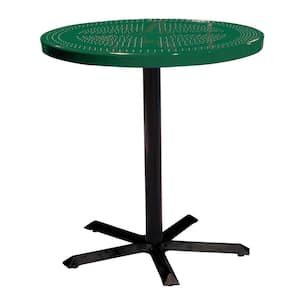 36 in. Green Round Metal Perforated Table with 40 in. Pedestal Base