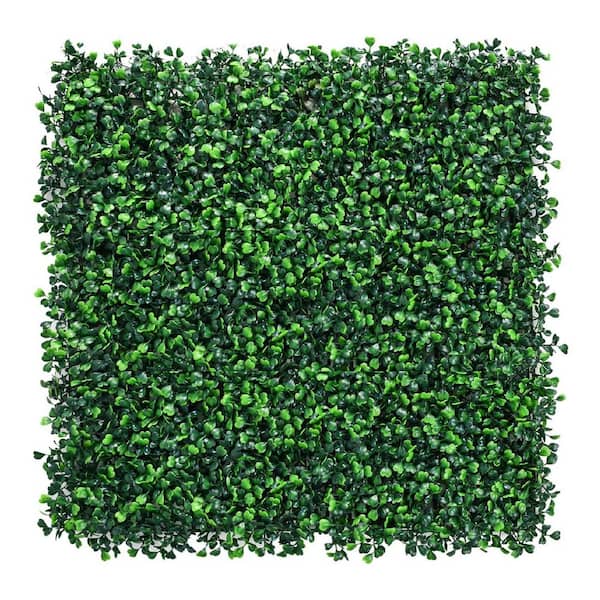 13.76 in. Plastic Artificial Boxwood Hedge Panels, UV Stable Grass Wall for Indoor and Outdoor Garden Decor (12-Pack)