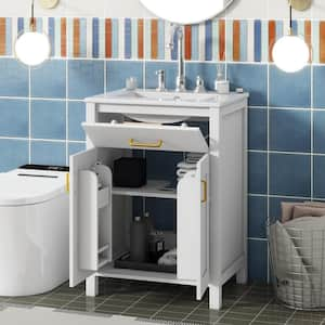 Victoria 19 in. W x 24 in. D x 34 in. H Freestanding Modern Design Single Sink Bath Vanity with Top and Cabinet in White