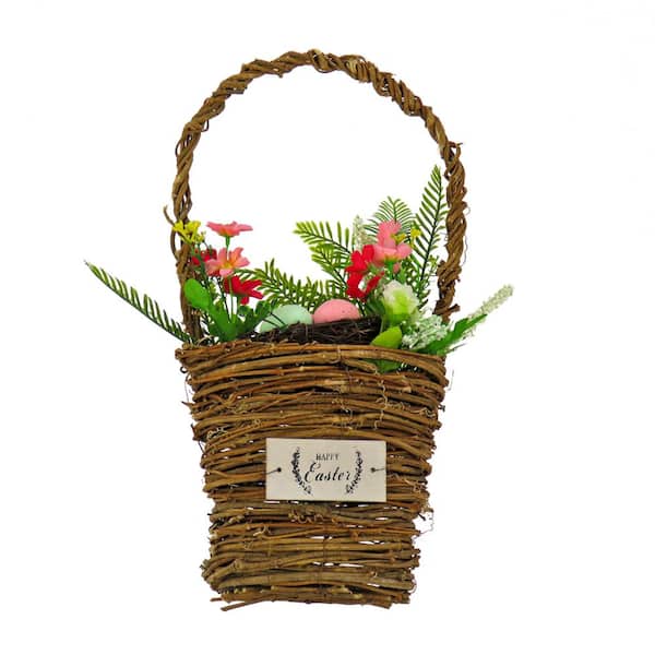 National Tree Company 15 in. Easter Floral Wall Basket