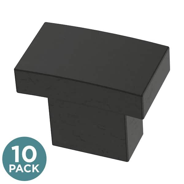 (10-Pack) Bold Arch 1-1/4 in. (32 mm) Modern Matte Black Rectangular Cabinet Knobs