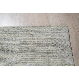 Green Mix 8 ft. x 10 ft. Hand-Knotted Natural Silk Contemporary Natural Silk Grass Design Rug Area Rug