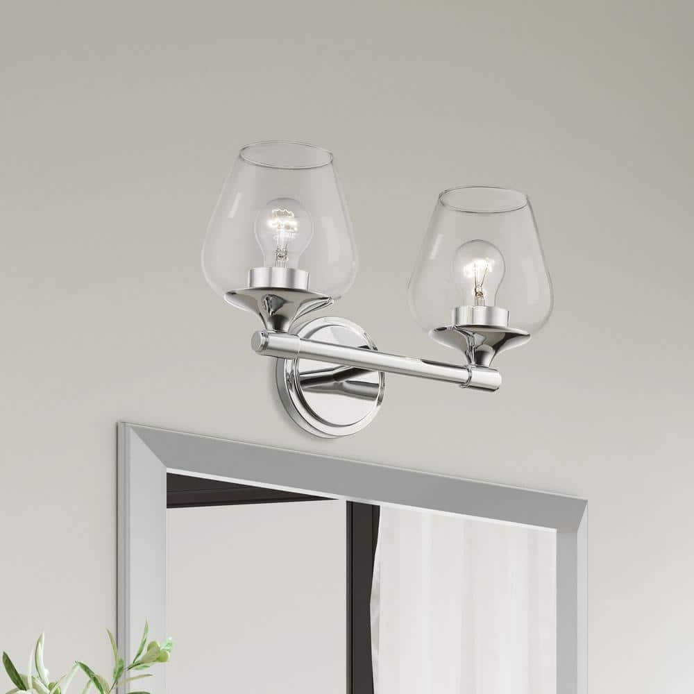Willow Polished Chrome 2-Light Vanity Sconce with Clear Glass