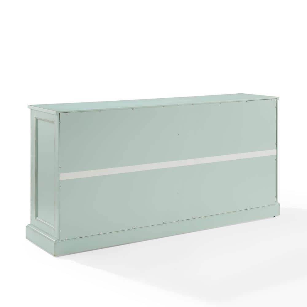 Holbrook Distressed Seafoam Blue Glass Door Sideboard Cabinet