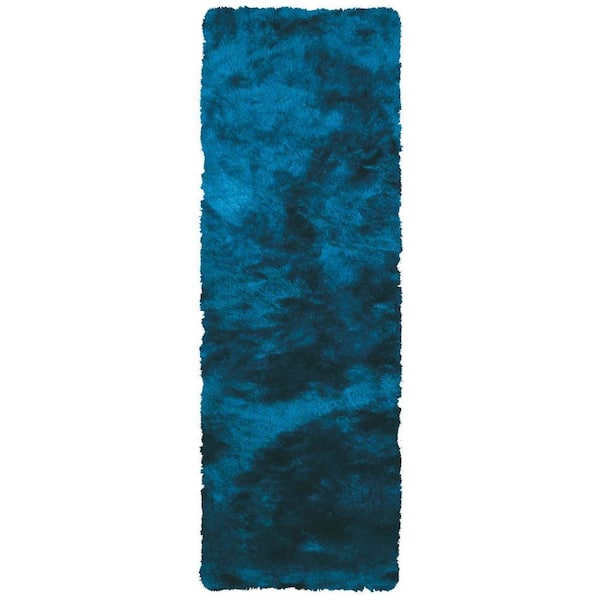 Weave & Wander Freya Teal 3 ft. x 6 ft. Shag Runner Rug