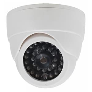 Fake Dummy Security Dome Camera with LED Light - White