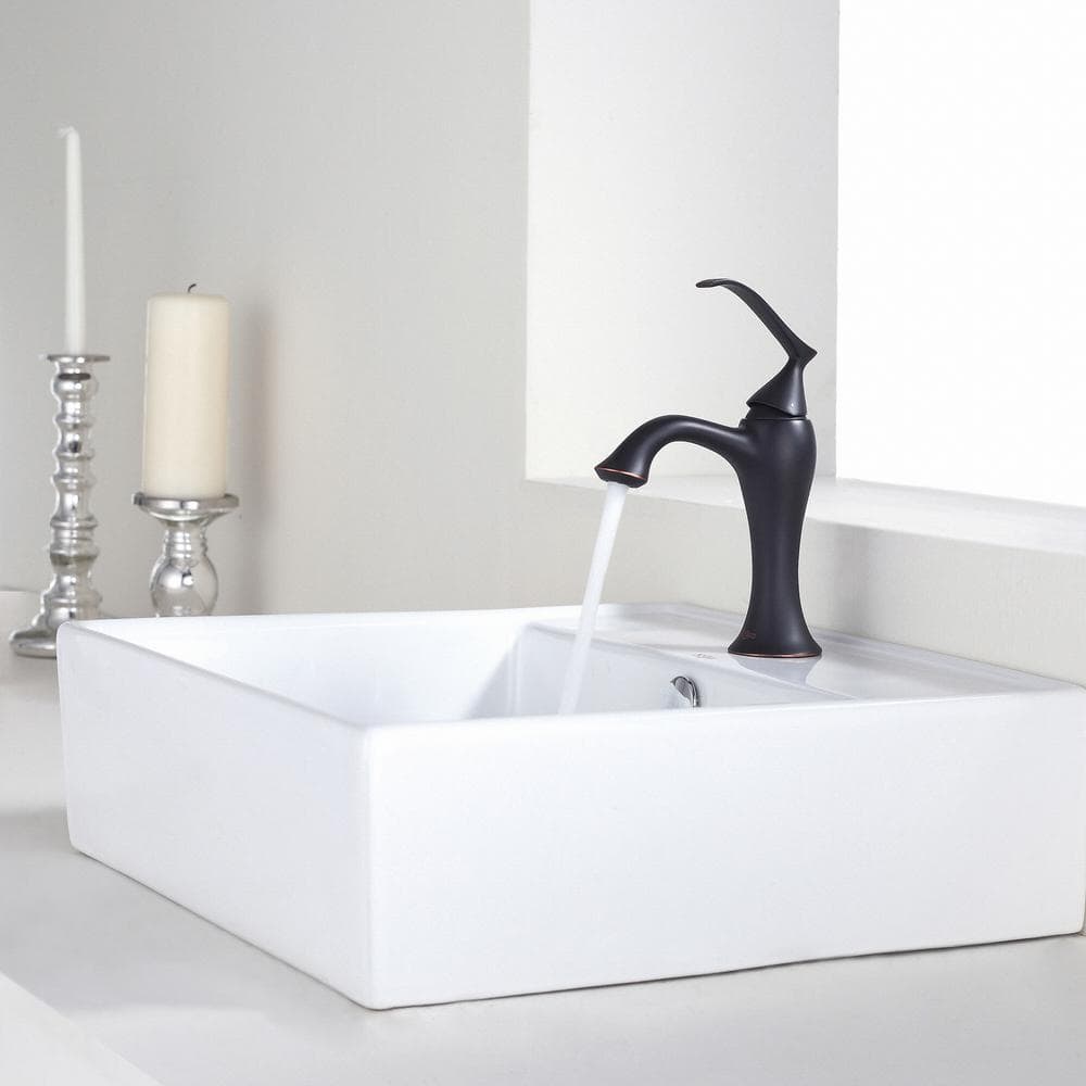 Modern Square White Ceramic Vessel Bathroom Sink, 18.5"