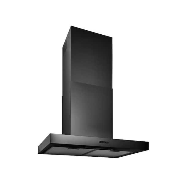 Broan-NuTone 30 in. Convertible Wall Mount T-Style Chimney Range Hood with LED Light in Black Stainless Steel