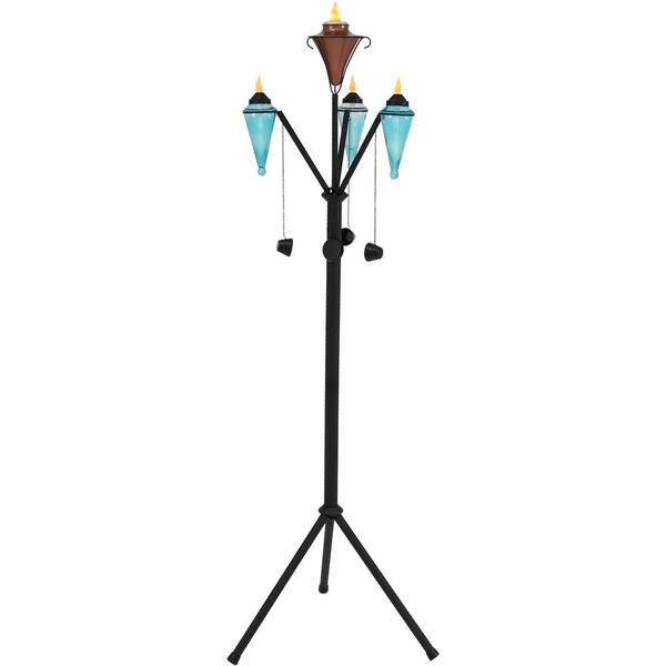 Sunnydaze 71 in. Multi-Arm Outdoor Torch Stand with Torches