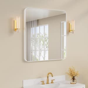 Bella 36 in. W. x 36 in. H Square Aluminum Framed Wall-Mounted Bathroom Vanity Mirror in White