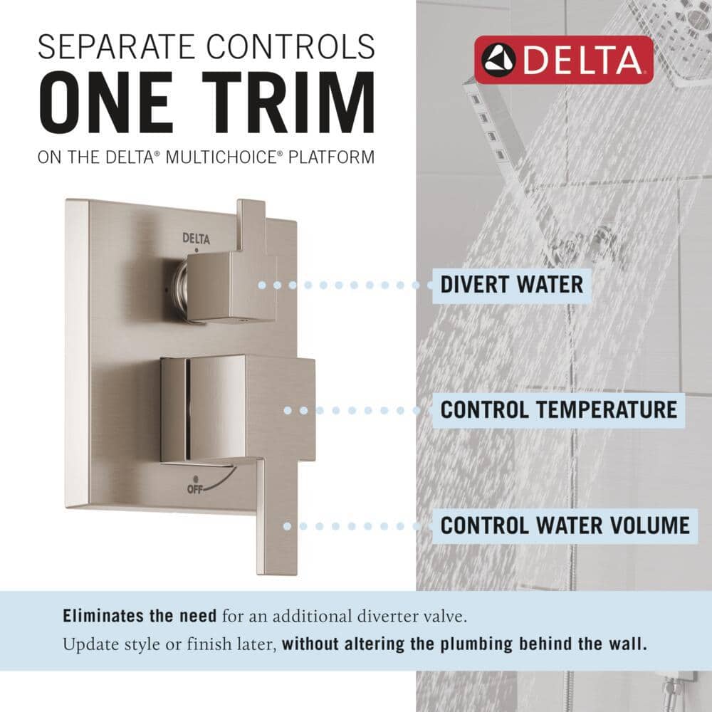 Spotshield Brushed Nickel Modern Raincan Shower System with Handheld Spray
