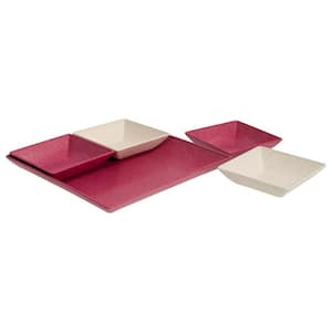 EVO Sustainable Goods Pink Eco-Friendly Wood-Plastic Composite Serving & Snack Set (Set of 5)
