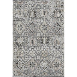 Mayfield Premium Machine Washable Abstract AMF1998 Gray 3 ft. x 5 ft. Area Rug