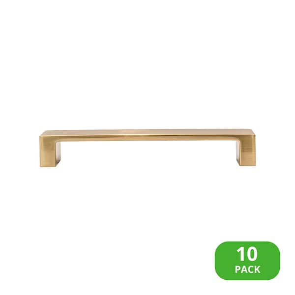 10-Pack Redmond 5-1/4 in. (133 mm) Center-to-Center Modern Satin Brass Bar Drawer Pull