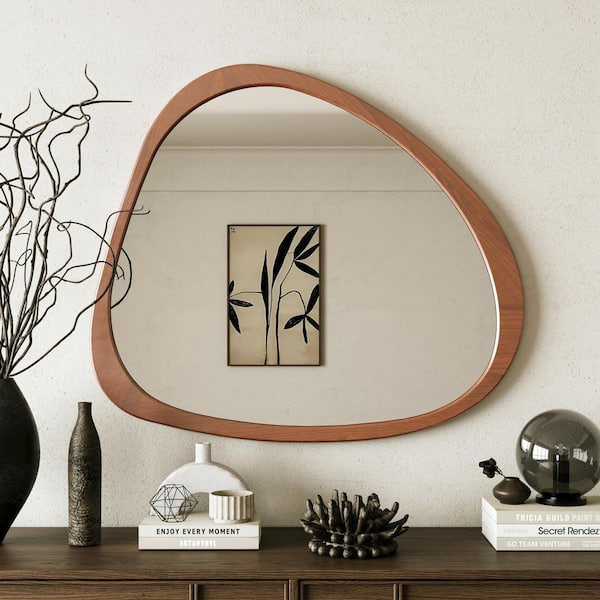 Seafuloy Walnut 45 in W x 39 in H Asymmetrical Solid Wood Wall